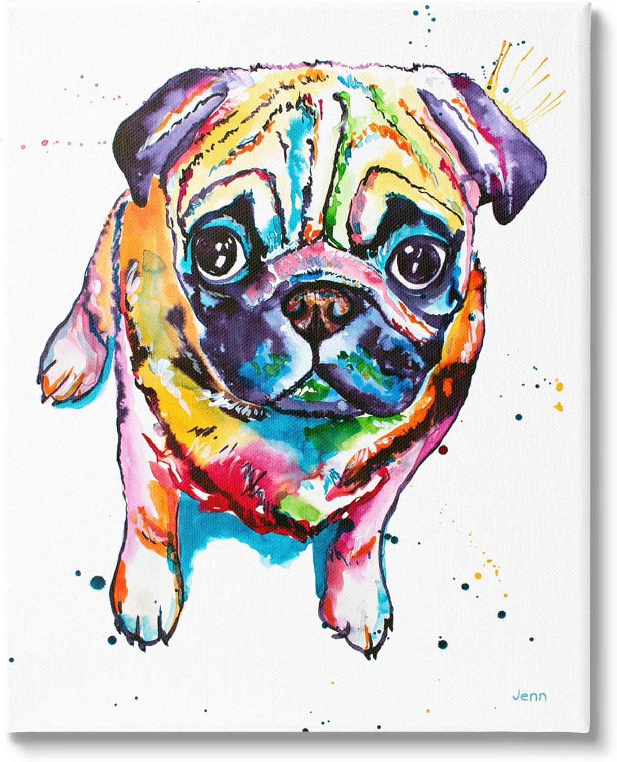 " Fun Hued Pug Puppy Animal " by Jen Seeley