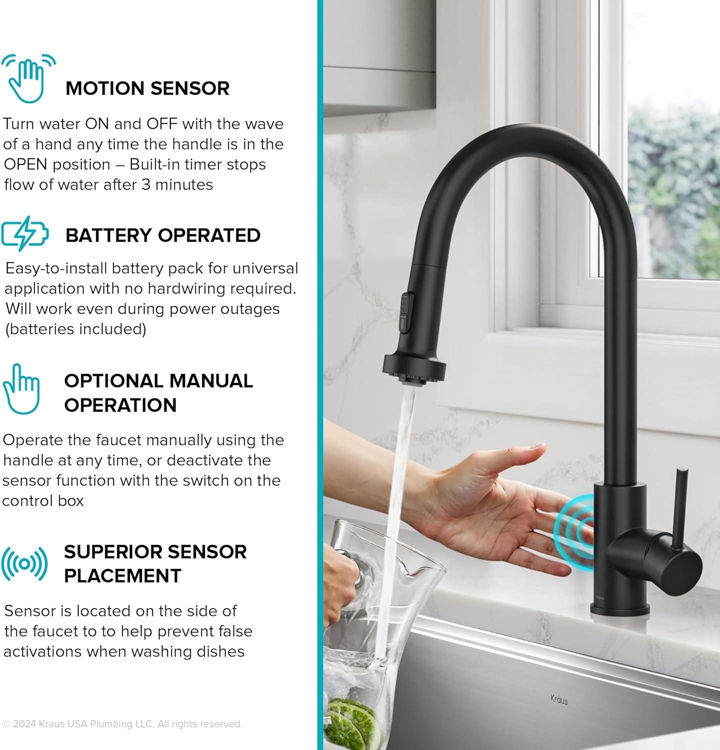 KRAUS Bolden Motion Sensor Single Handle Pull Down Touchless Kitchen Faucet