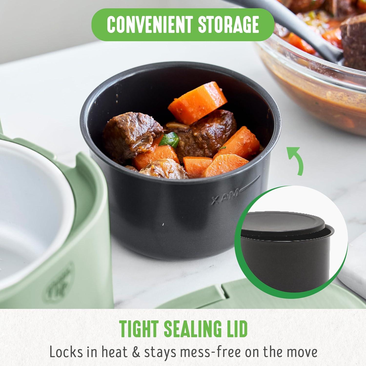 GreenLife GreenLife 20oz Electric Lunch Box Food Warmer, PFAS & PFOA-Free Ceramic, Portable, Removable Bowl