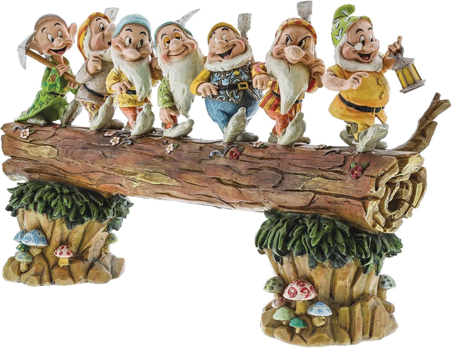 Disney Snow White Seven Dwarfs Resin Figurine on Log