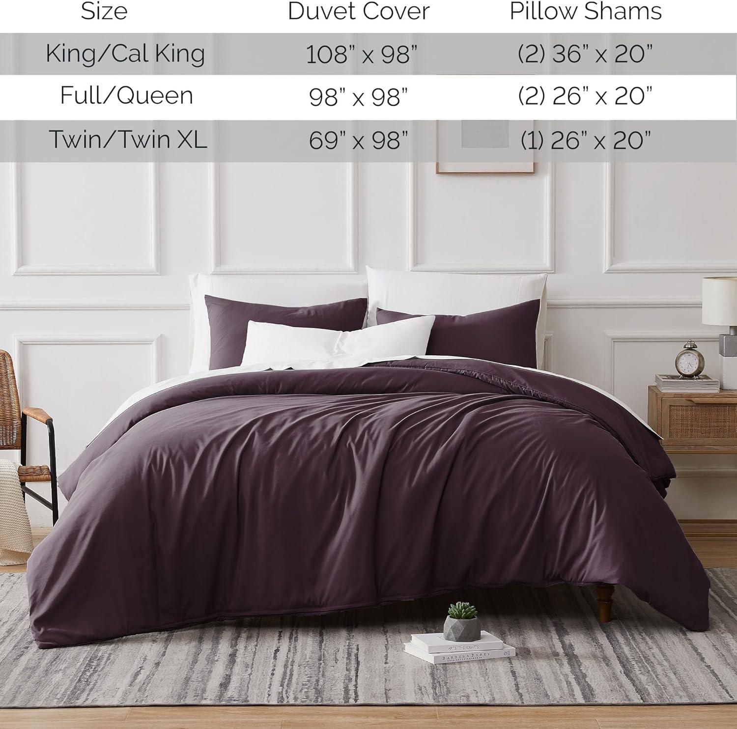 Southshore Fine Living Oversized 2-Piece ultra-soft Duvet Cover Set with Shams, Purple, Twin/Twin XL