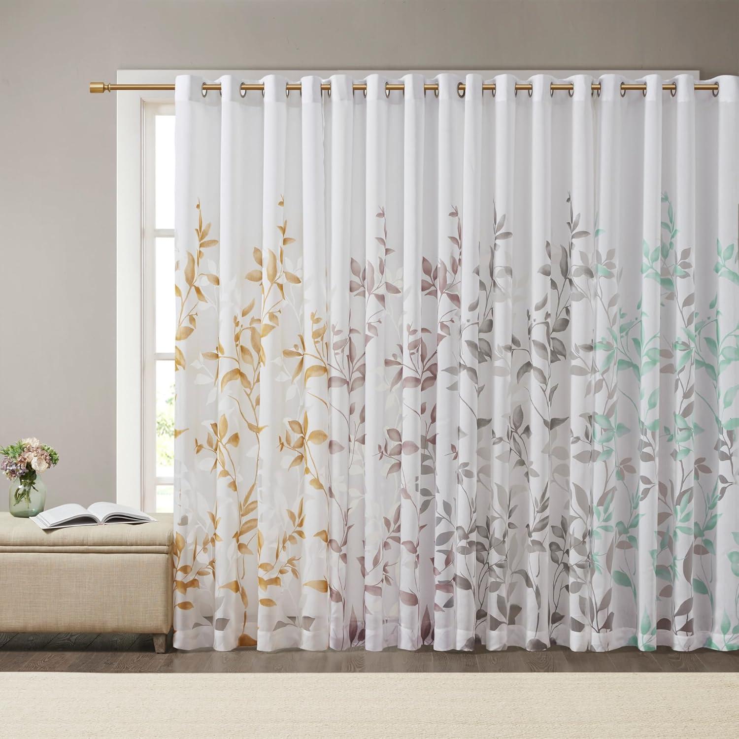 Madison Park Cecily Grey Burnout Printed Curtain Panel Pair 50x84" (Set of 2)