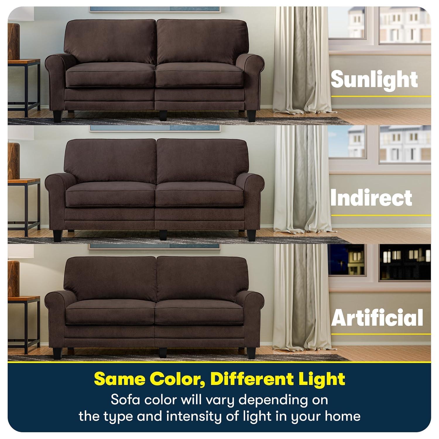 Serta Copenhagen 78" Rolled Arm Sofa, Easy Care Fabric, Soft Pillow Back, Pocket Coil Seat Cushions