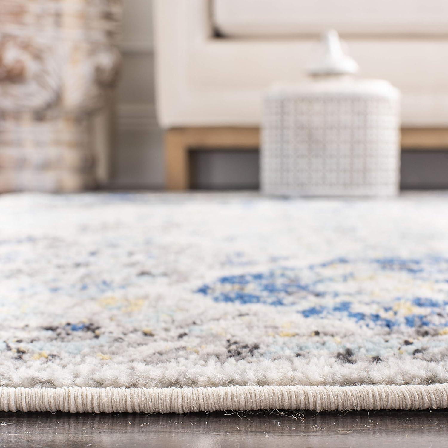 Madison MAD611 Power Loomed Indoor Area Rug - Ivory/Aqua - 4'x4' - Safavieh
