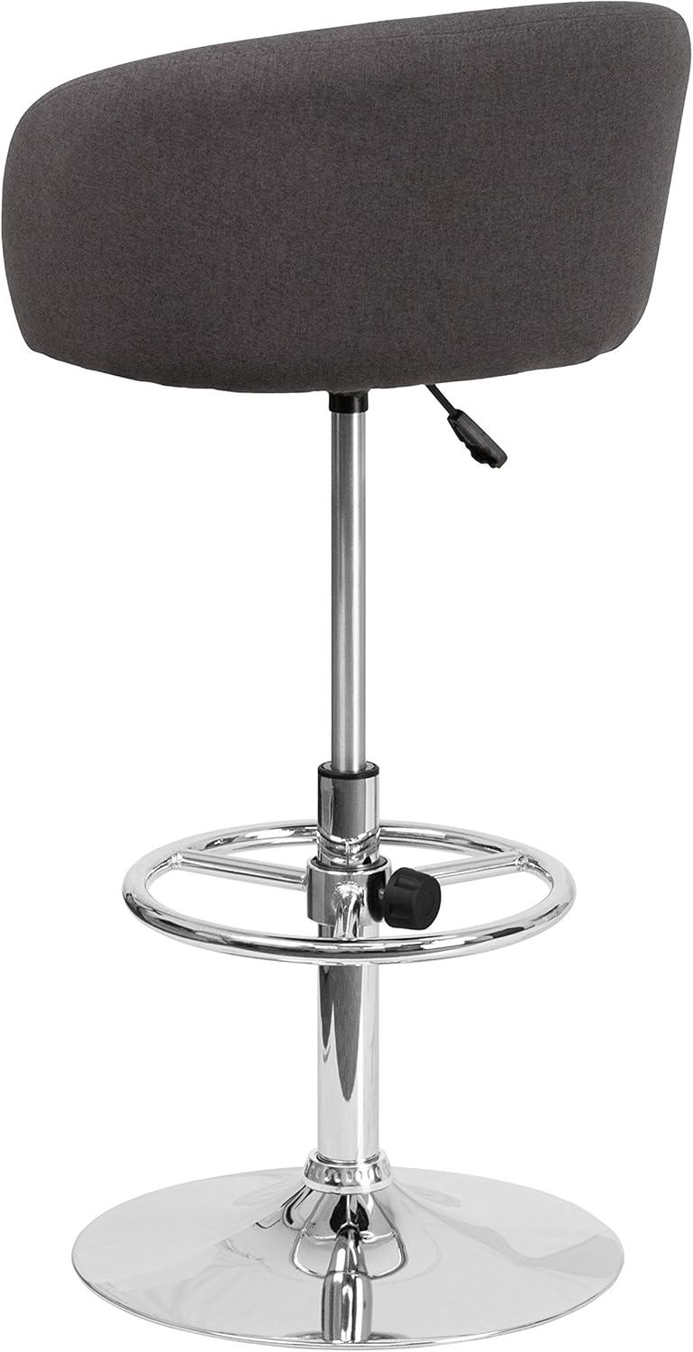 Charcoal Fabric Swivel Adjustable Barstool with Chrome Base