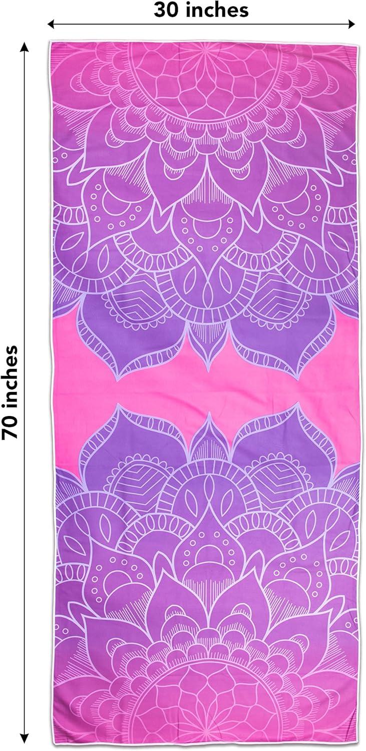 Arkwright Mandala Microfiber Beach Towels (30x70 in.) - Oversized Beach Towel Lightweight for Spa, Bath, Pool - Purple