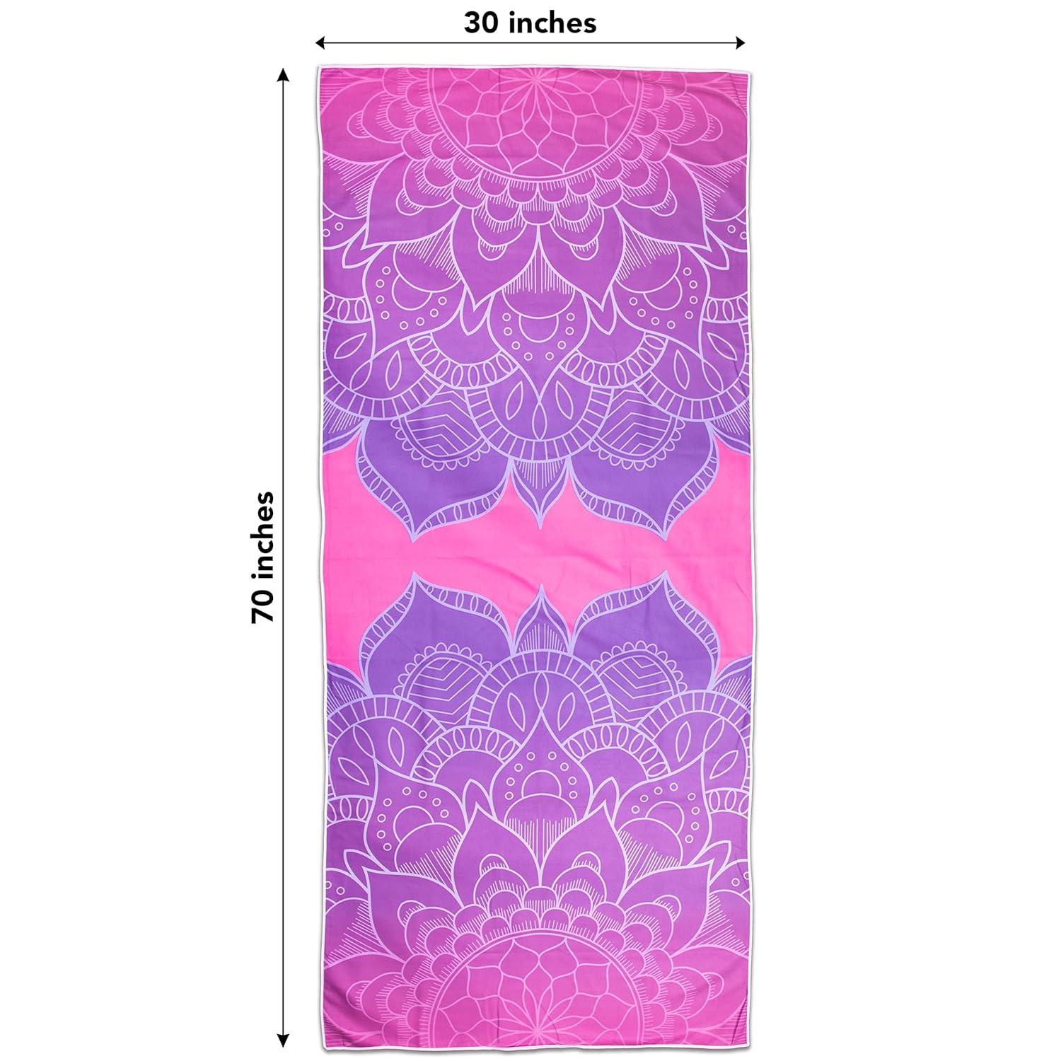 Arkwright Mandala Microfiber Beach Towels (30x70 in.) - Oversized Beach Towel Lightweight for Spa, Bath, Pool - Purple