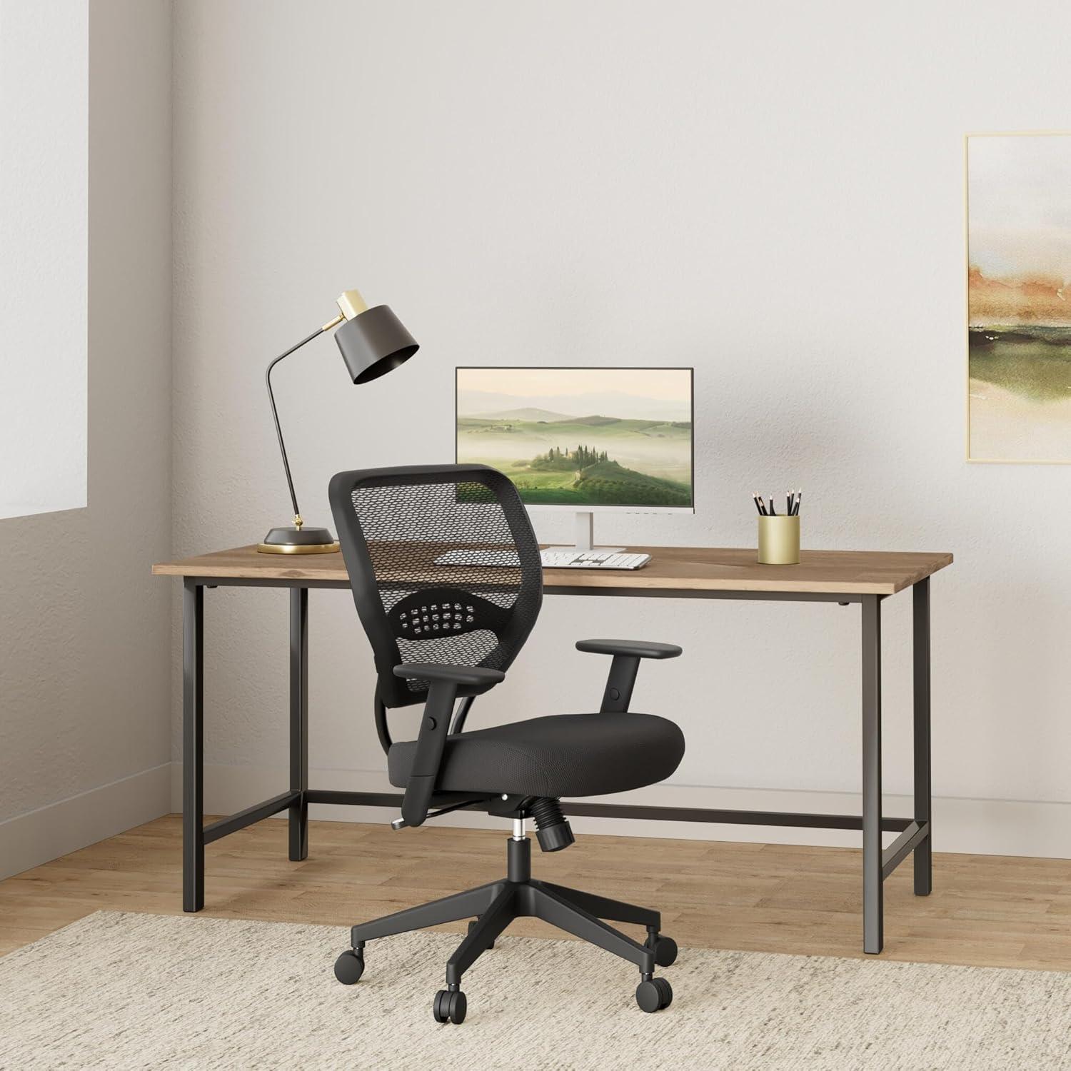 Black Mesh Adjustable Swivel Task Chair with Lumbar Support