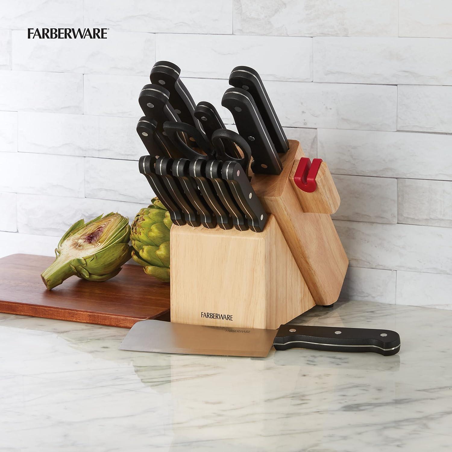 Farberware Farberware Edgekeeper 14-Piece Triple-Rivet Knife Block Set with Built-In Sharpener