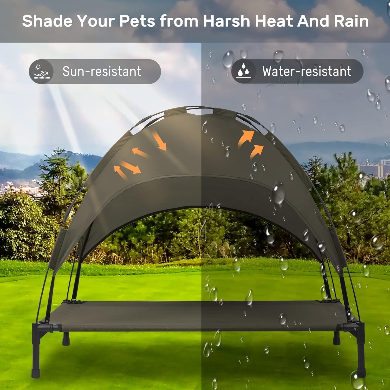 Tucker Murphy Pet™ Elevated Dog Bed With Canopy, Outdoor Dog Cot With Removable Canopy Shade Tent, Raised Pet Cot
