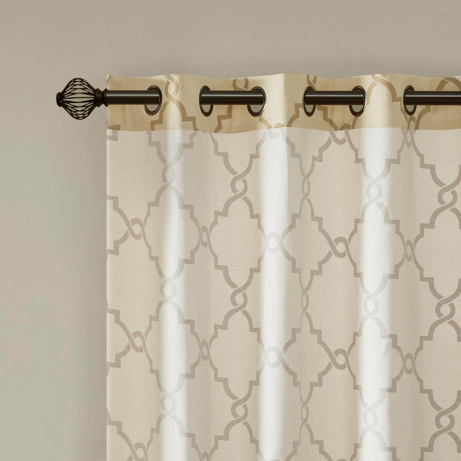 Madison Park Fretwork Print Grommet Top Single Window Curtain Panel