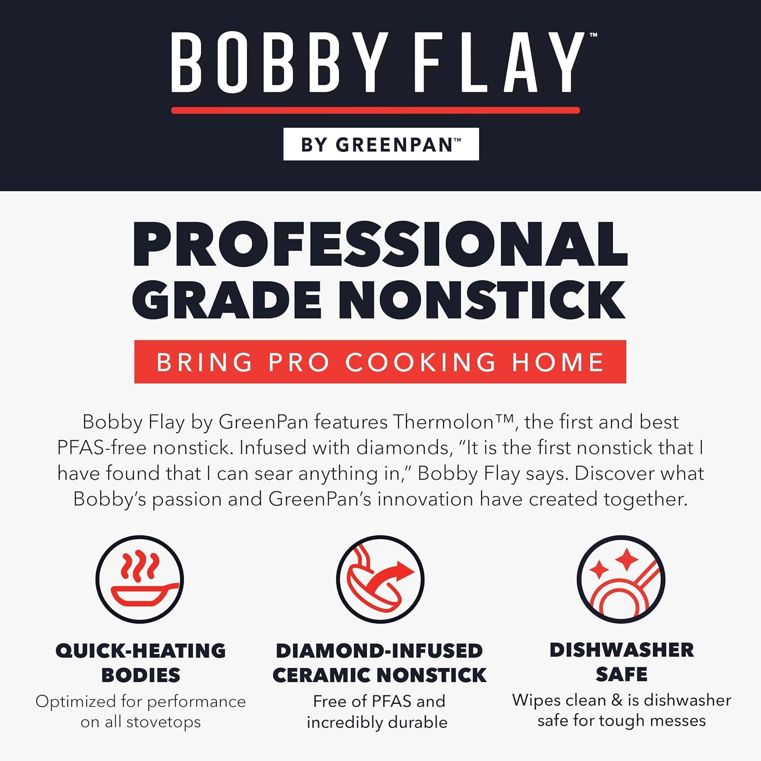Bobby Flay 2pk (8" & 10") Ceramic Nonstick Aluminum Fry Pan Set Graphite Gray: Dishwasher-Safe, Lifetime Warranty