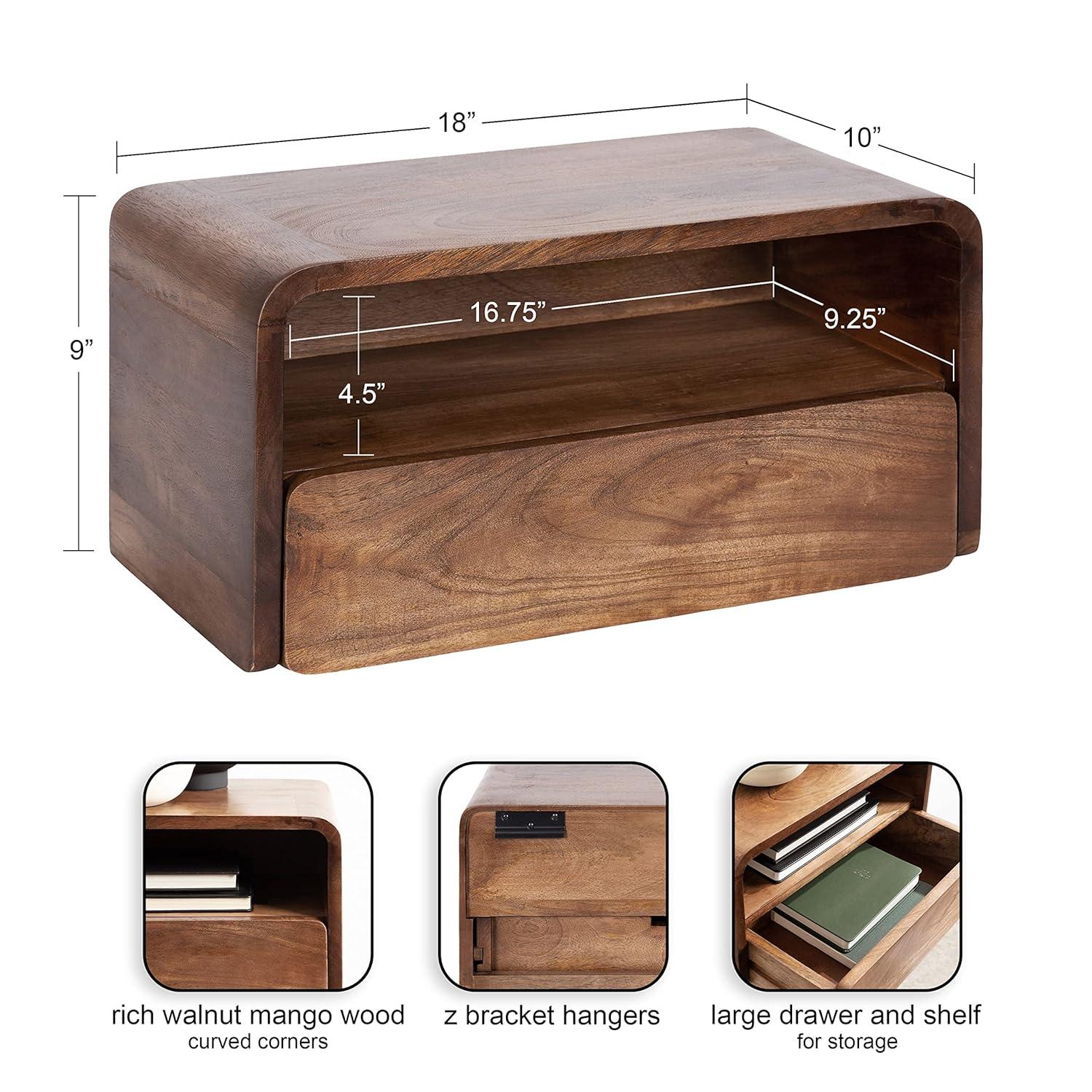 Langley 9'' Tall Solid Wood Floating Shelf