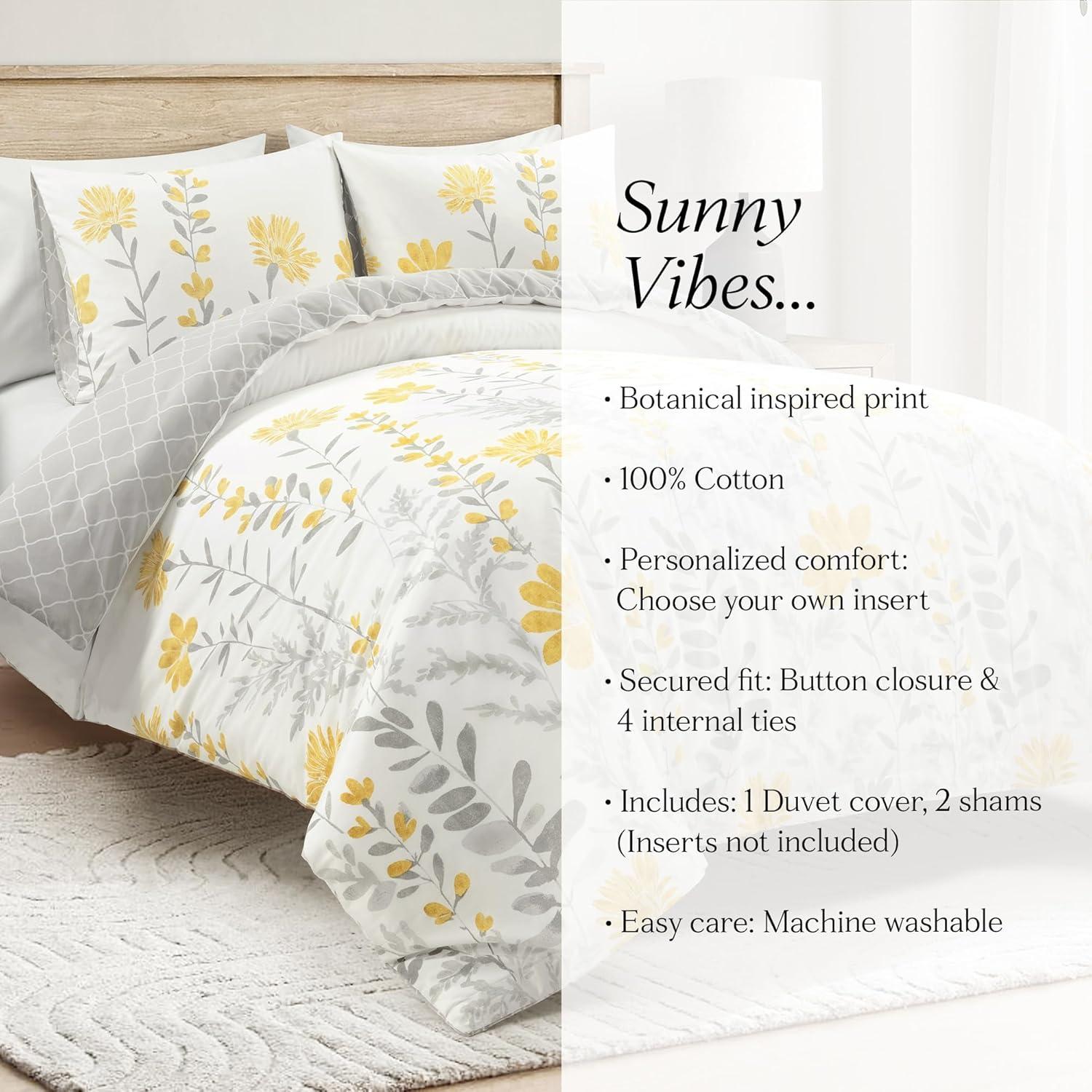 Lush Decor Yellow/Gray Cotton 3 Piece Duvet Cover Set