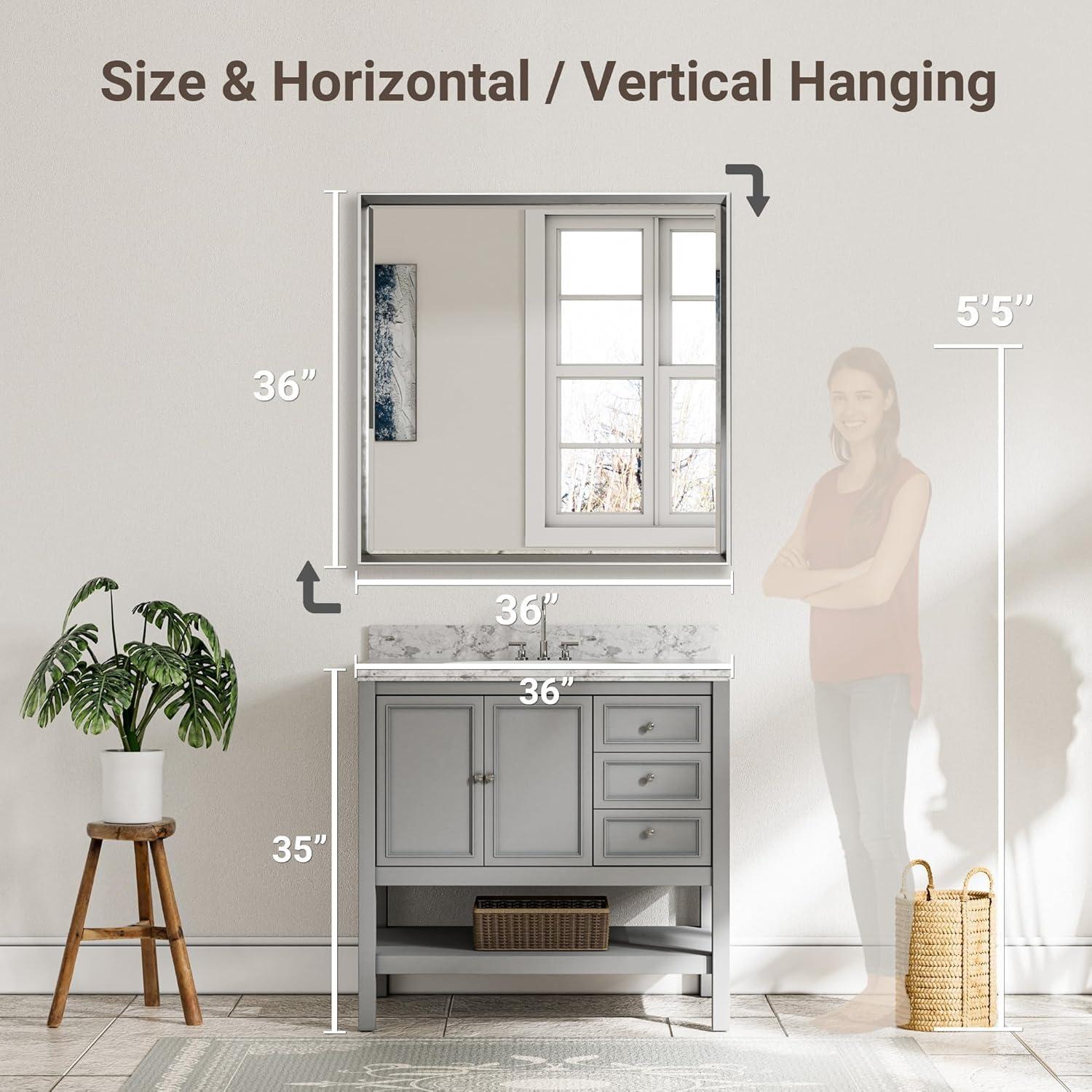 Decorative Wall Mirror Beveled Design, Bathroom Vanity Mirror Accent Mirror Finish