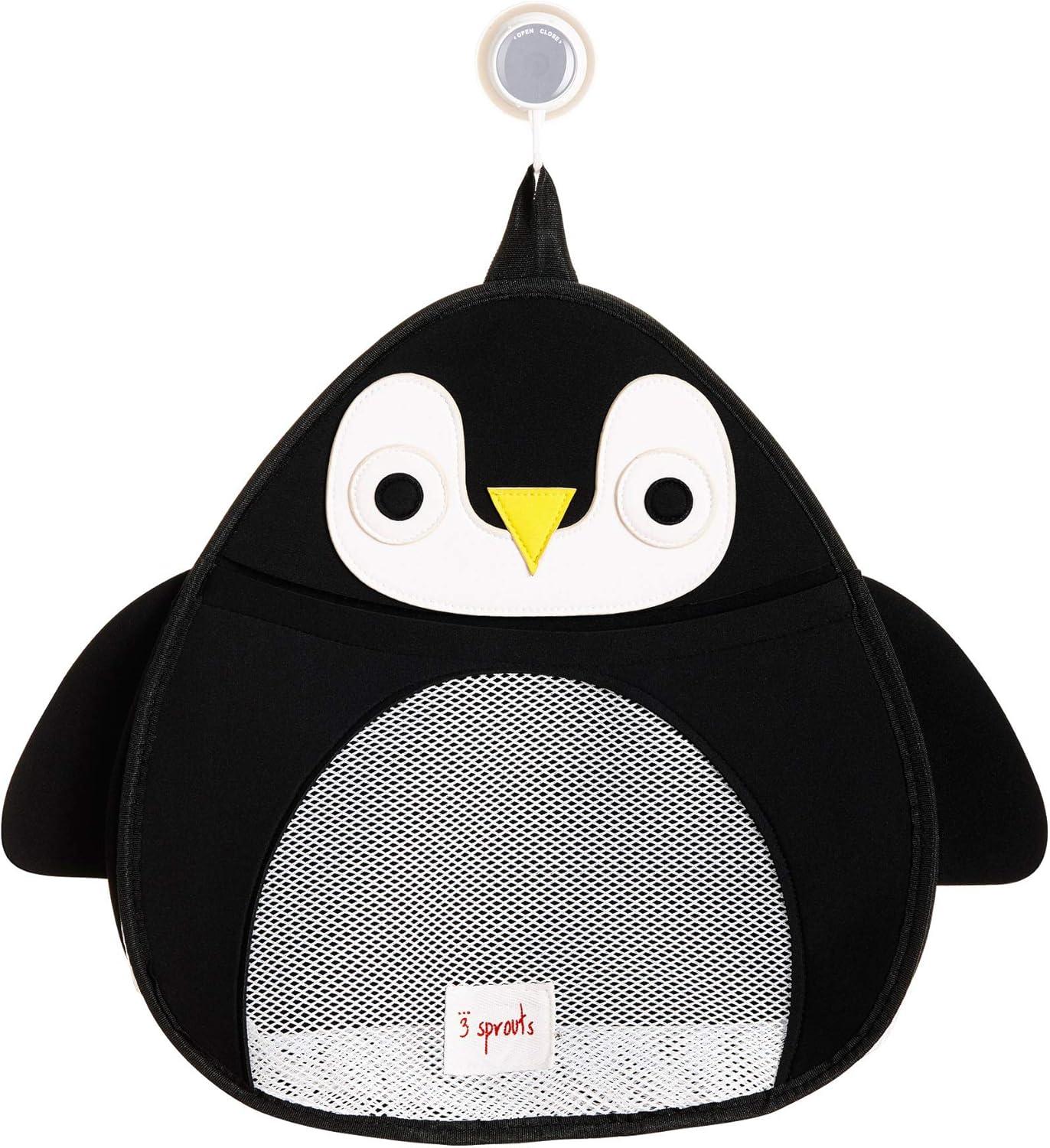 Black Penguin Suction Cup Bath Toy Organizer