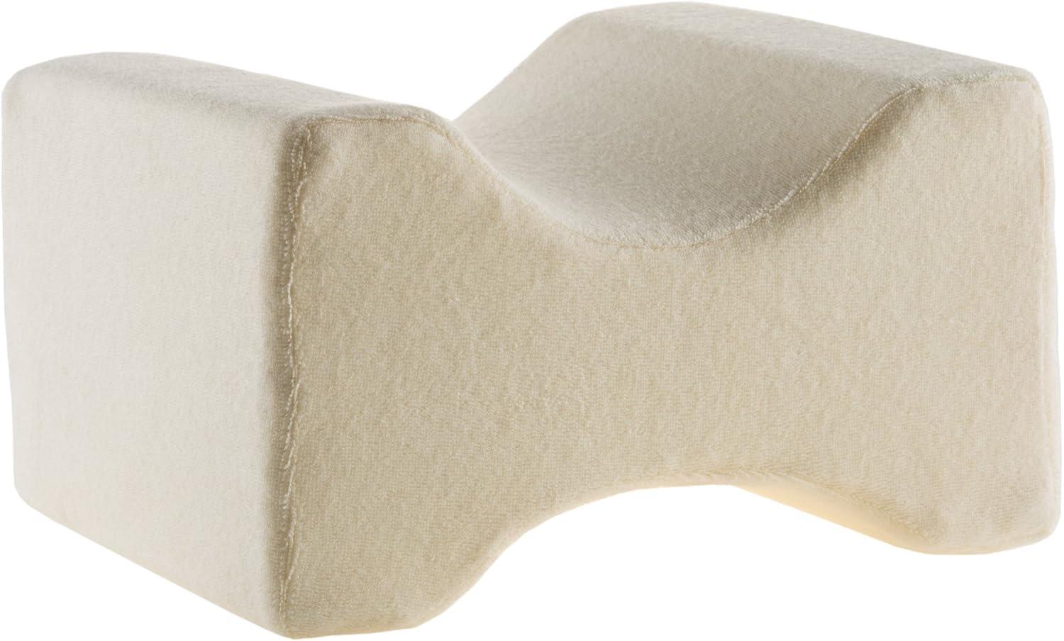 Bluestone Contoured Memory Foam Leg Pillow - White: Firm Support for Restless Legs, Universal Sleeper Pillow