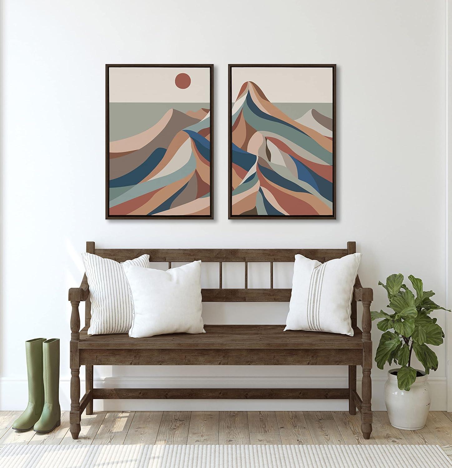 Mid-Century Modern Multicolor Mountain Landscape Canvas Set