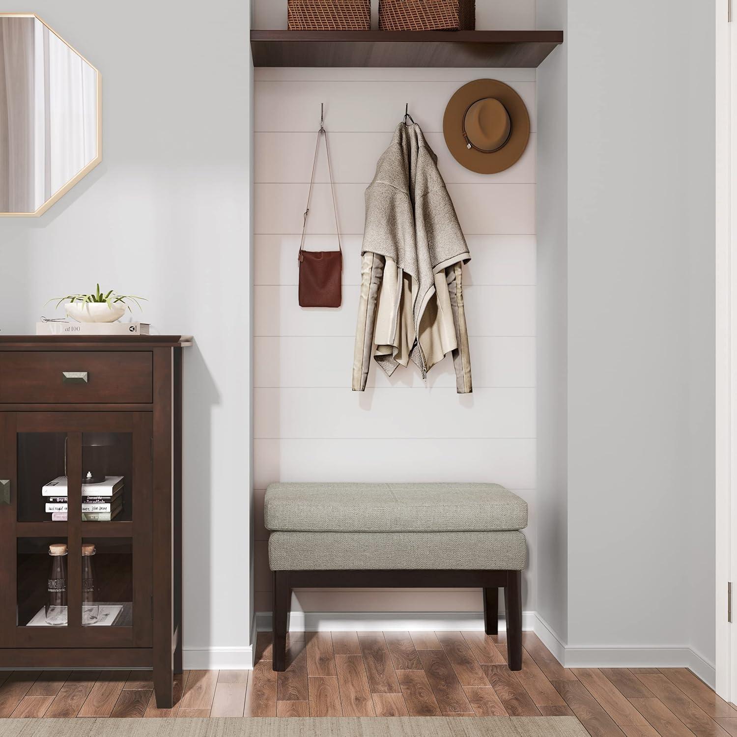 Simpli Home Carlson Small Mid-Century Ottoman Bench with Upholstered Seat