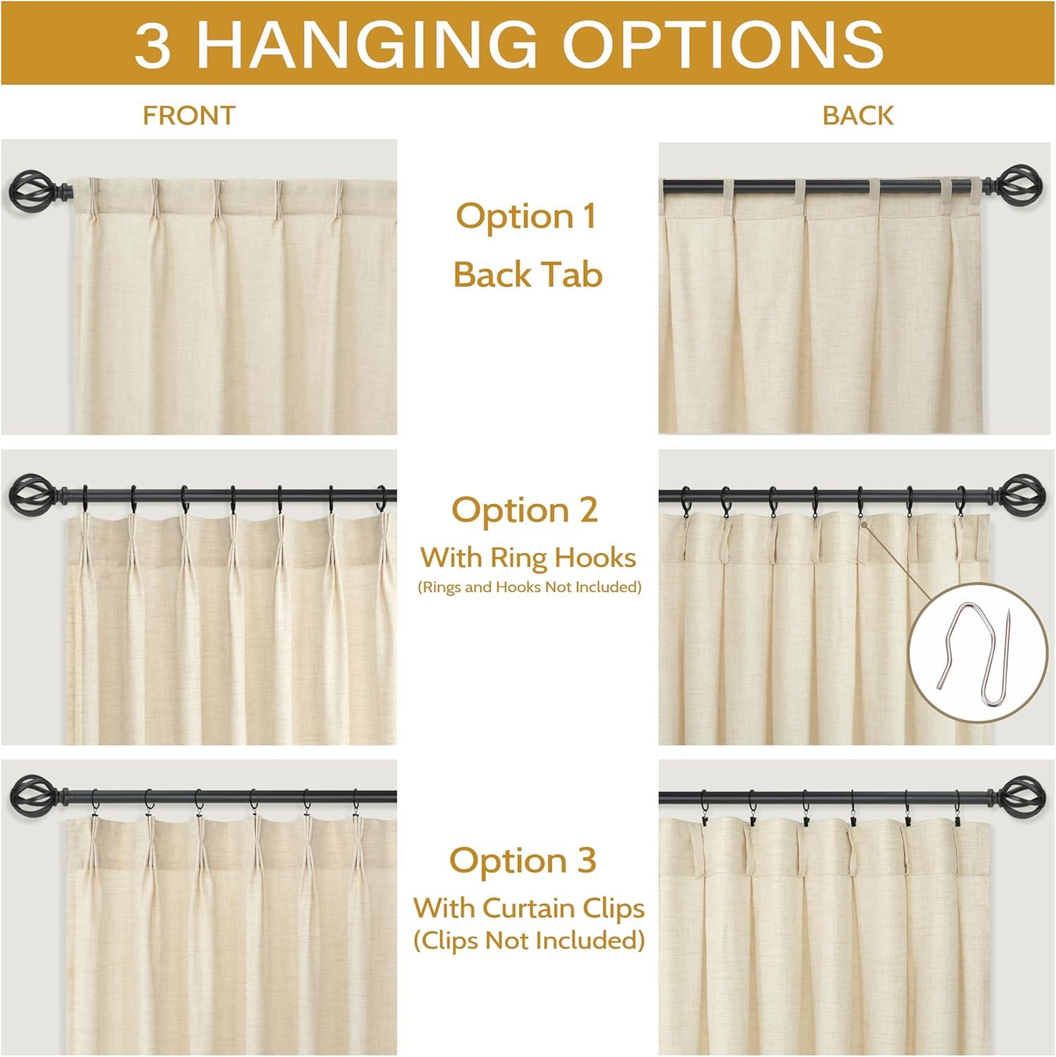 DriftAway Pinch Pleat Valance Kitchen Curtains Linen Textured Short Curtains for Small Window Bathroom 2 Panels Cafe Curtains Back Tabs Farmhouse Rustic Curtain 30 x 24 Inches Light Linen