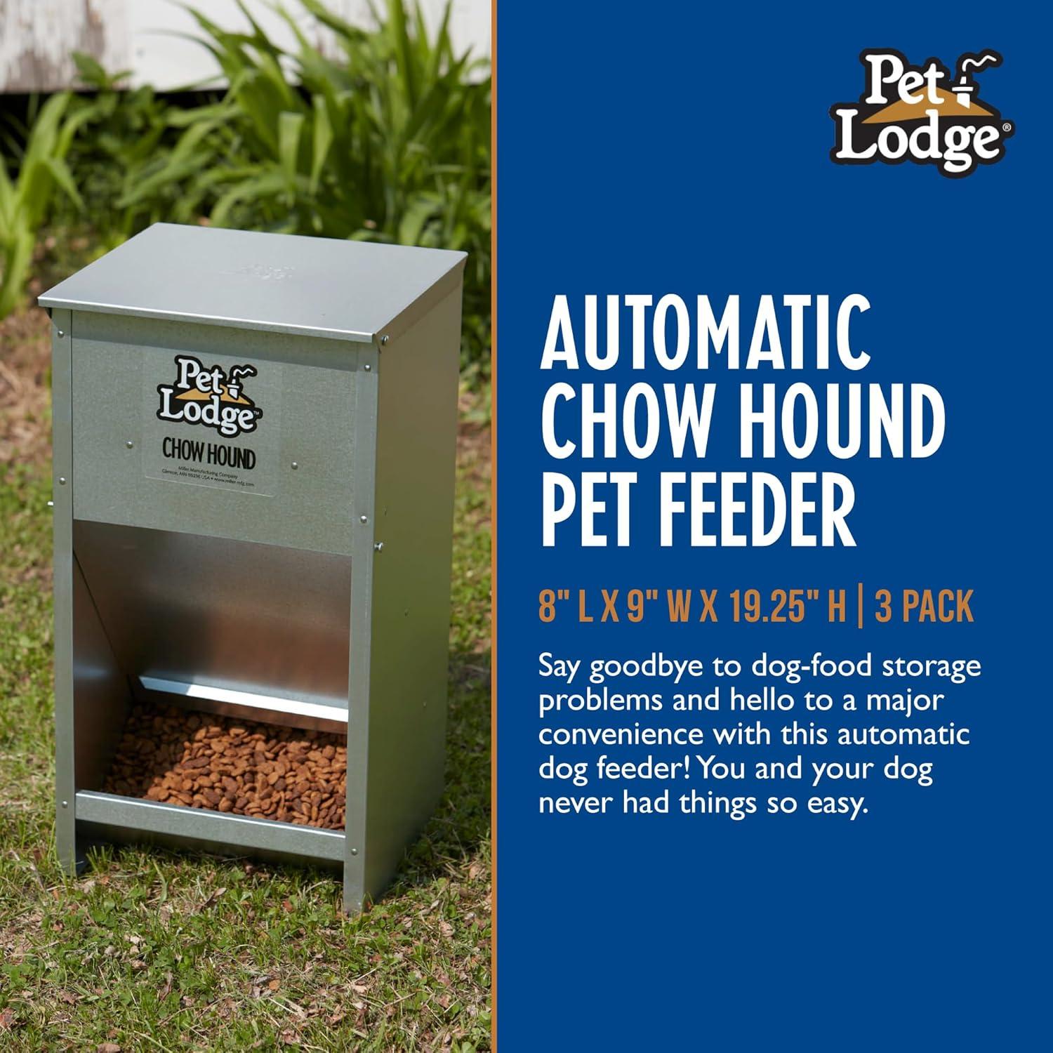 Little Giant Pet Lodge Dry Food Automatic Steel Dog Feeder Chow Hound 25 Pound Capacity