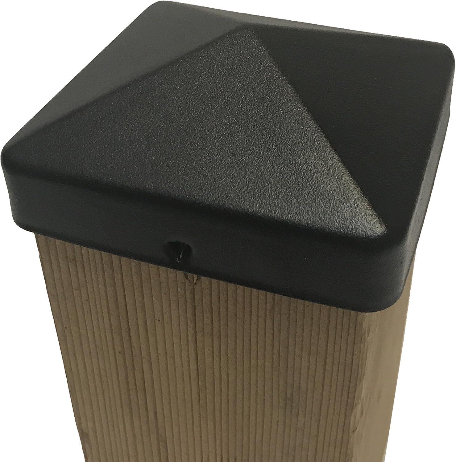 Black Powder-Coated Steel Pyramid Post Cap