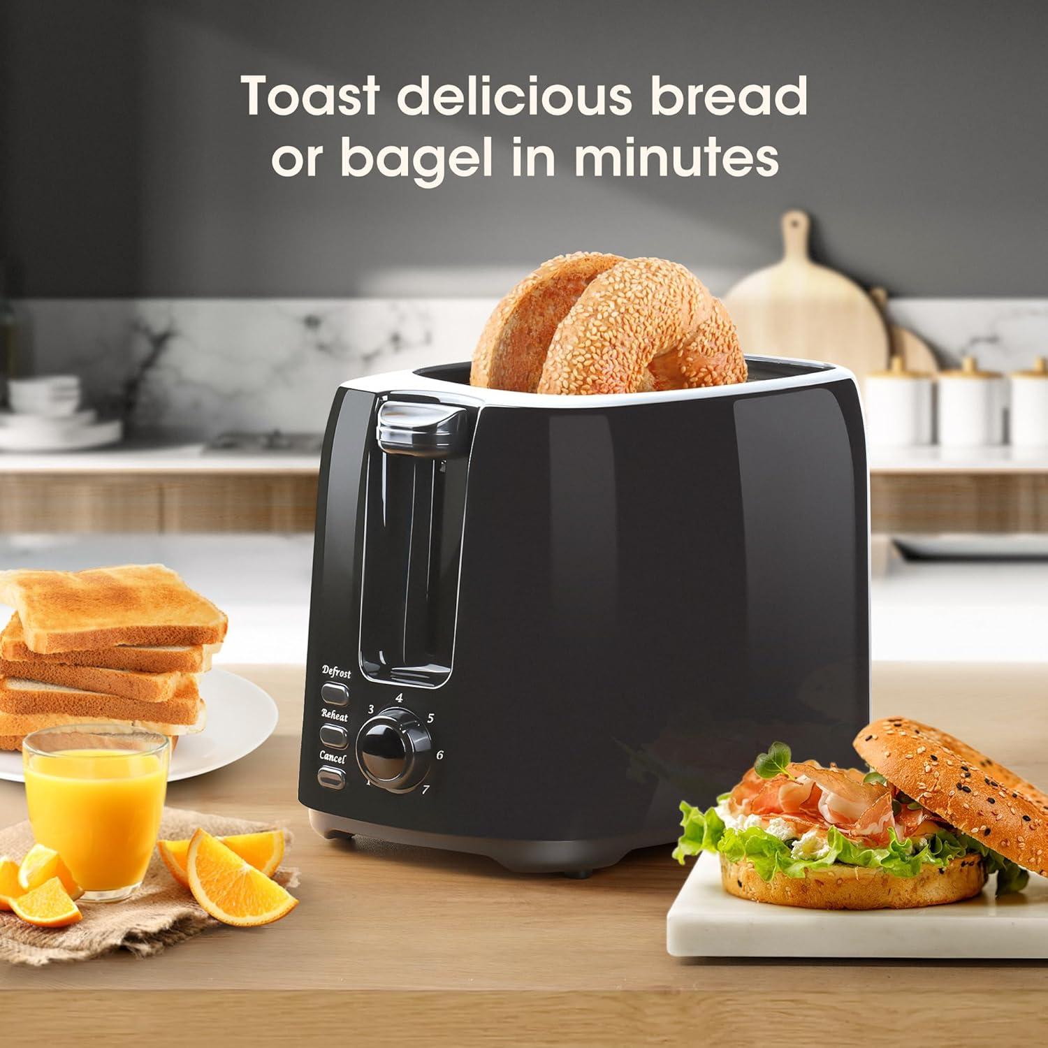 iSiLER 2 Slice Toaster, 1.3 Inches Wide Slot Bagel Toaster with 7 Shade Settings and Double Side Baking, Removable Crumb Tray, Defrost Cancel Function Green