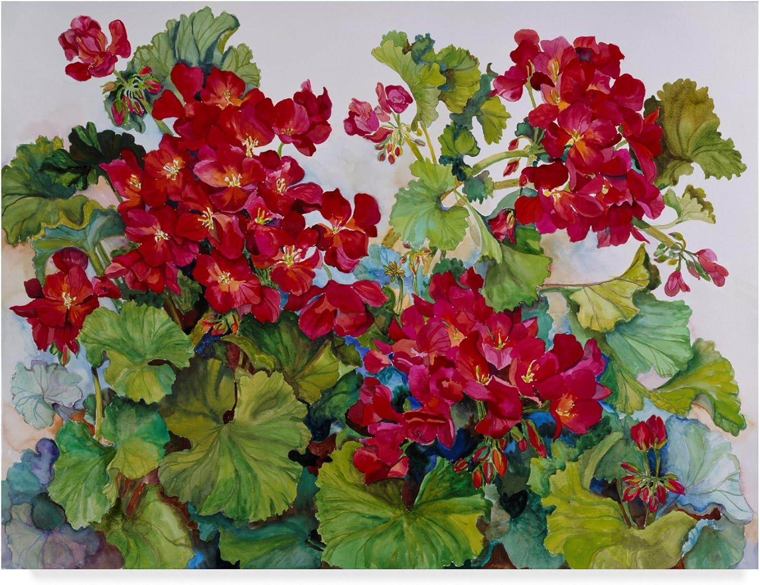 Joanne Porter " Deep Red Geraniums " by Joanne Porter