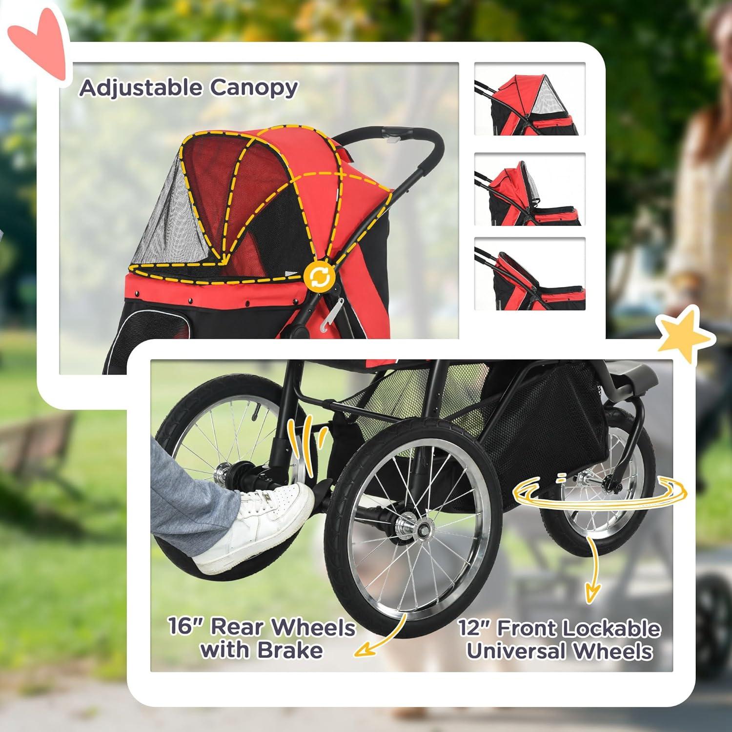 Foldable Pet Standard Stroller,Jogger Stroller