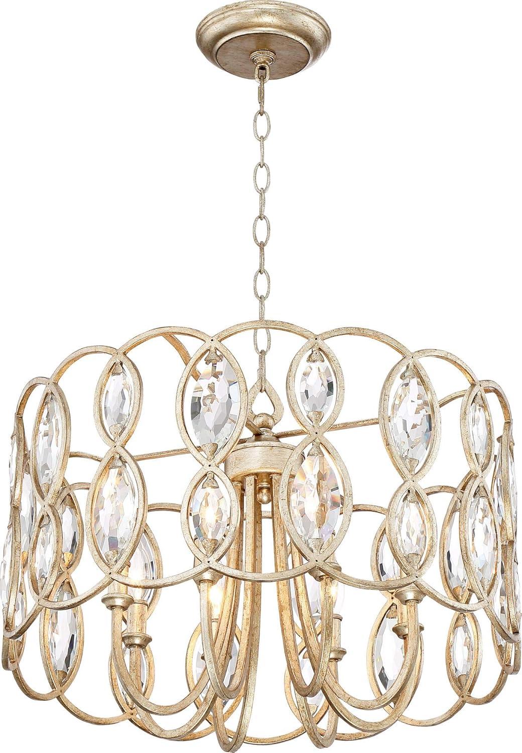 Possini Euro Design Bellmont Silver Leaf Chandelier 22 1/2" Wide Modern Clear Crystal 8-Light Fixture for Dining Room House Kitchen Entryway Bedroom