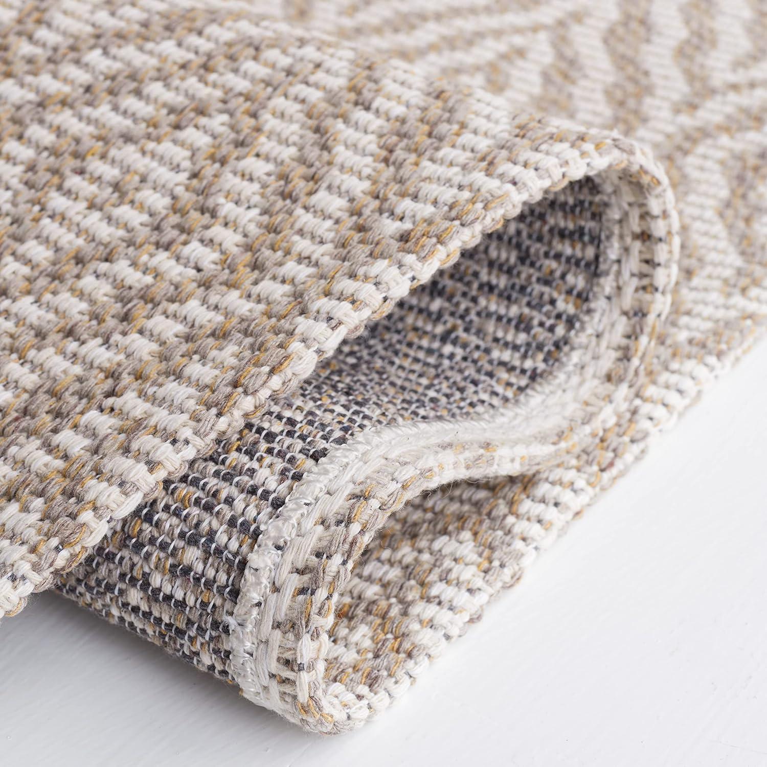 Martha Stewart Rugs Martha Stewart Cotton Geometric Rug in Taupe