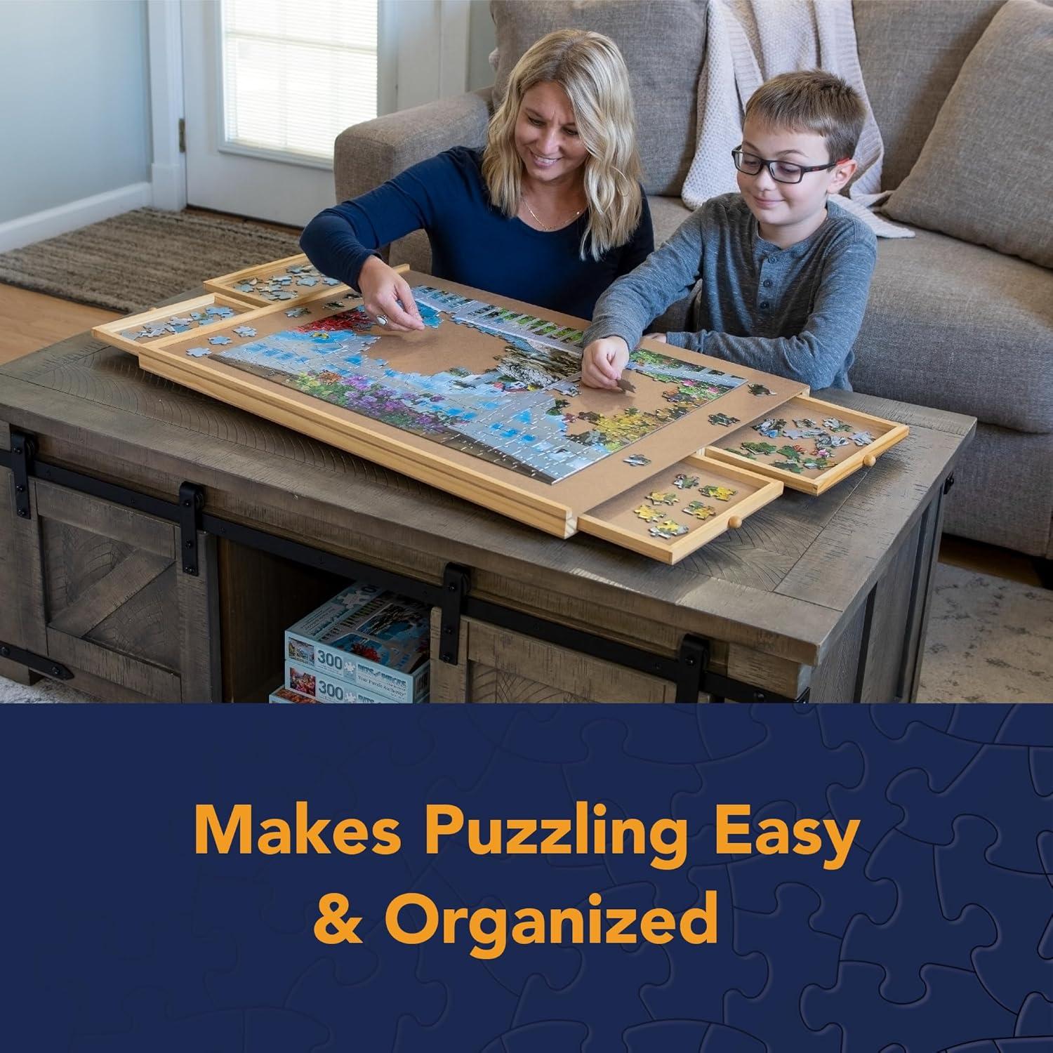 Bits And Pieces Standard 1000 Piece Puzzle Plateau w/ Storage Drawers, 30"