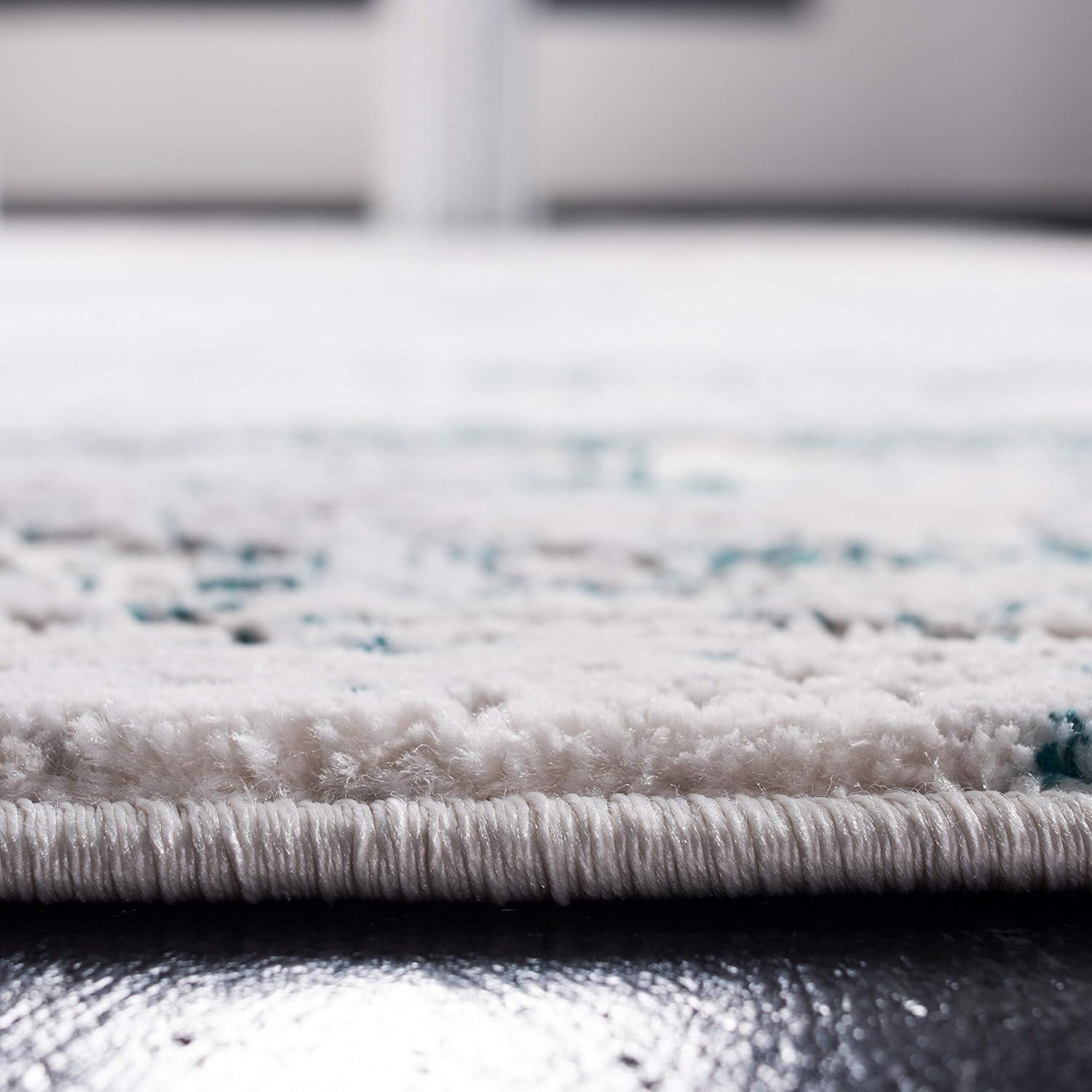 Amalfi AMF572 Power Loomed Accent Rug - Cream/Turquoise - 3'x5' - Safavieh.