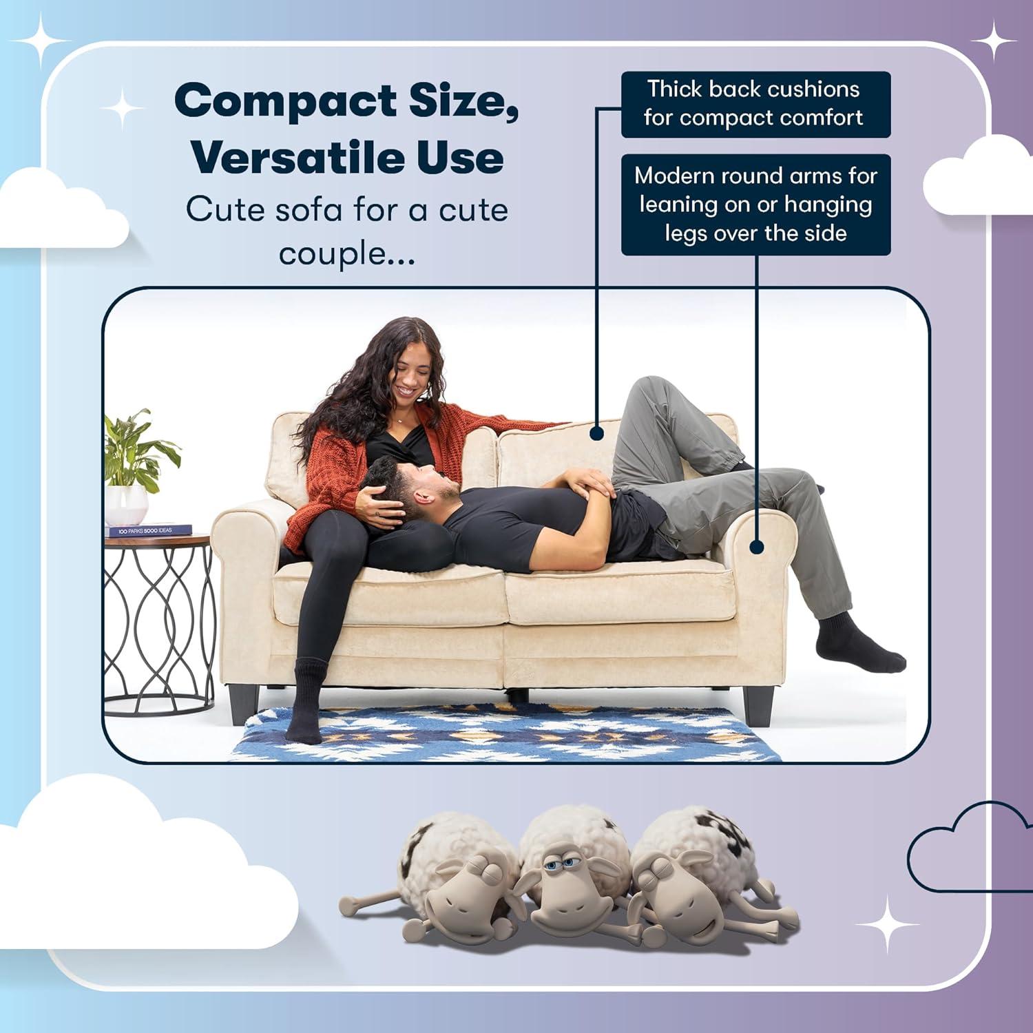 Serta Copenhagen 61" Rolled Arm Sofa, Easy Care Fabric, Soft Pillow Back, Pocket Coil Seat Cushions