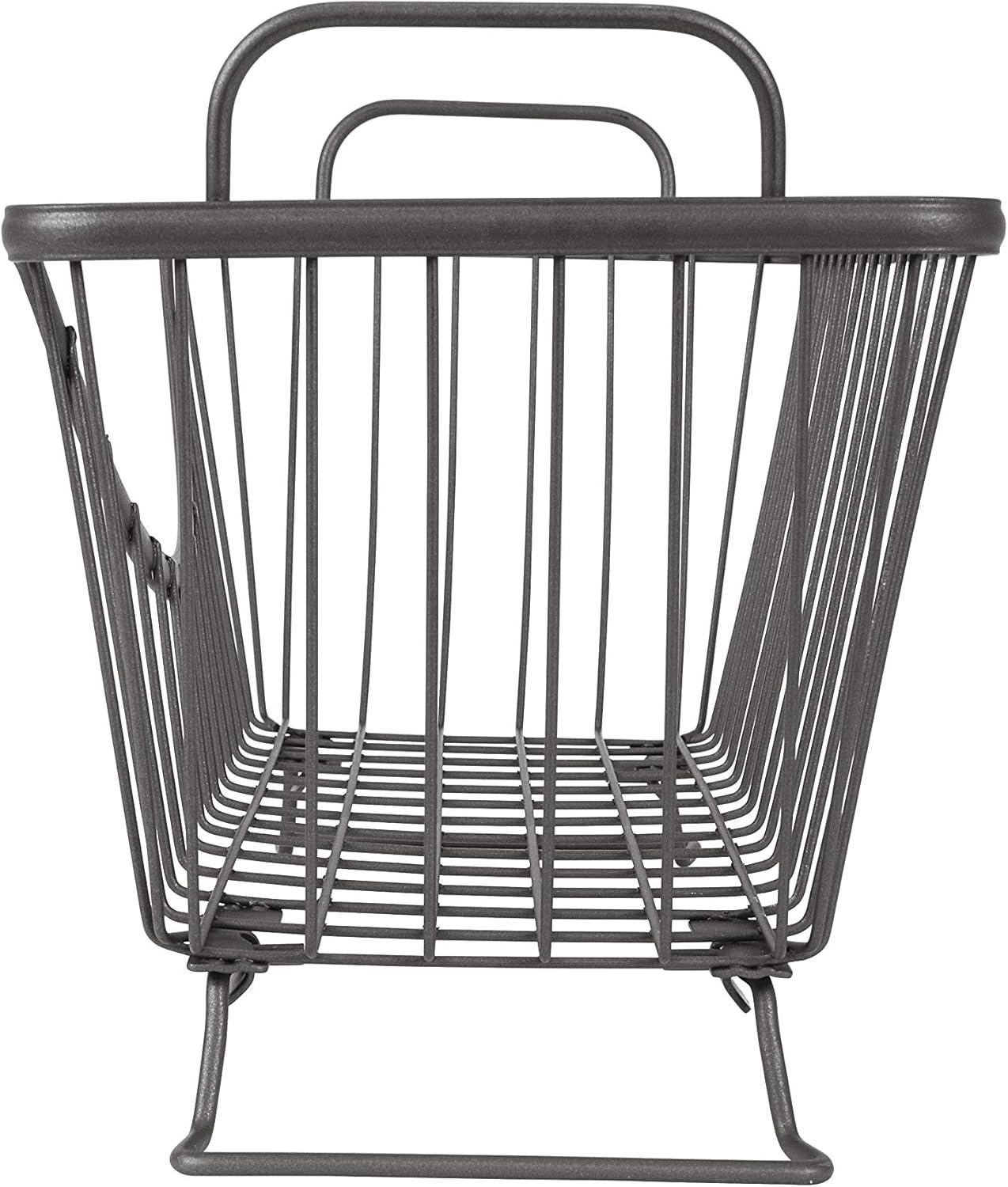 Ashley Small Industrial Gray Stackable Wire Basket with Handles