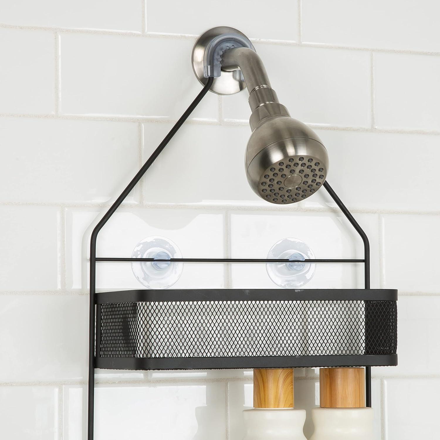 Bath Bliss Mesh Collection Deluxe Two Shelf Shower Caddy in Matte Black