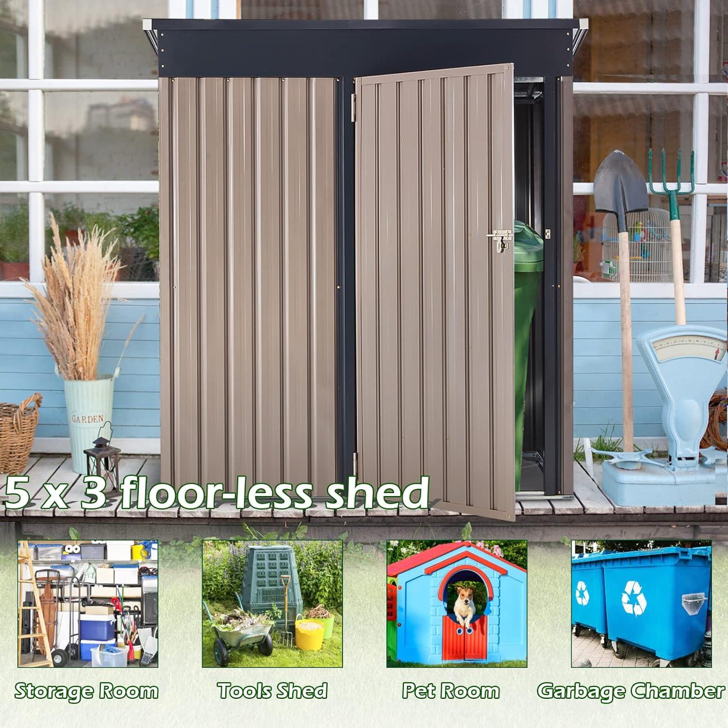 AECOJOY 6' x 6' Outdoor Storage Shed with Rack & Shelves Metal Utility Tool Shed with Lockable Door for Backyard & Garden on Clearance