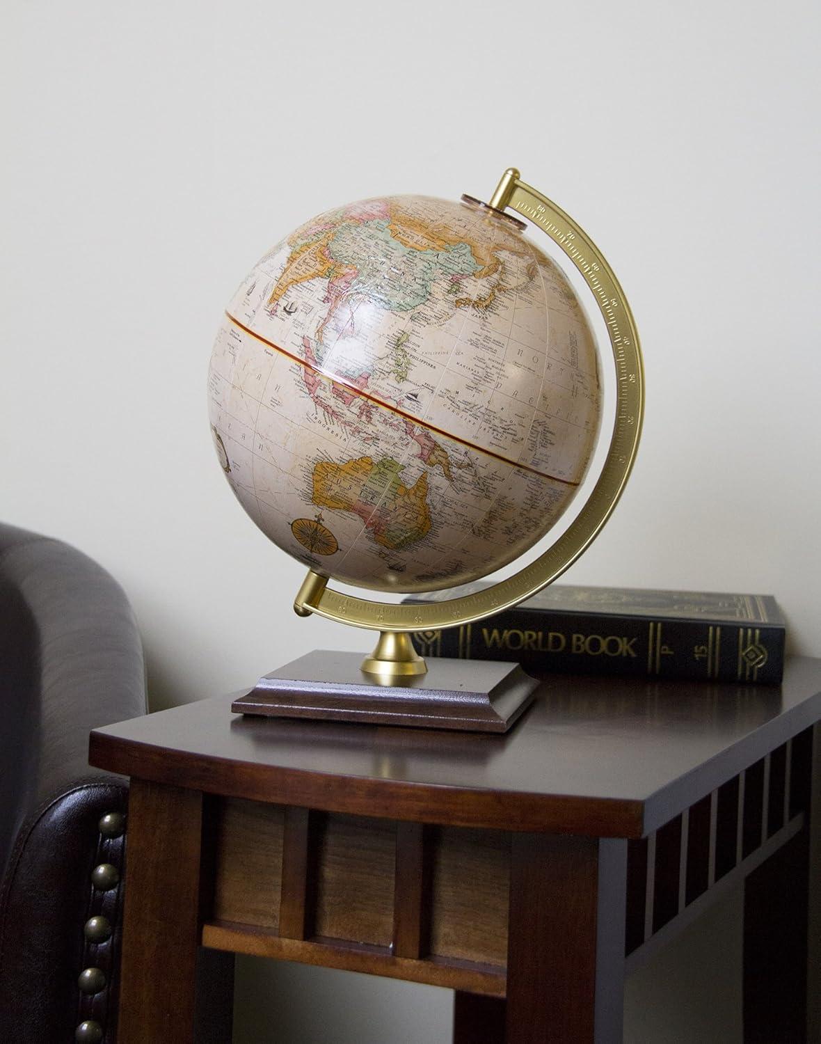 Antique Ocean Globe with Walnut Base and Brass Meridian