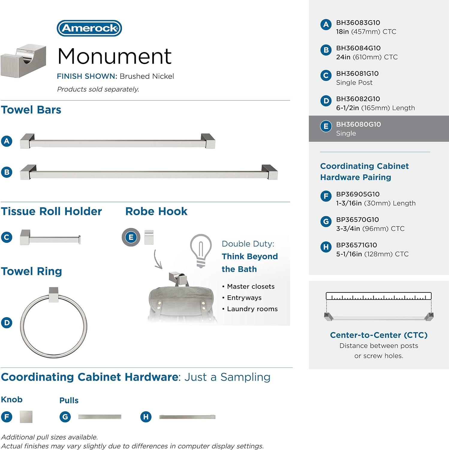 Amerock Monument Wall Mounted Robe Hook BH36080G10