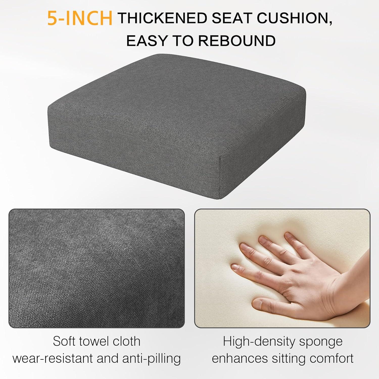 Westice Dining Room Chairs Set of 4 Upholstered Fabric Kitchen Chairs Dining Room Side Chair with Nailhead Trim and Rubber Wood Legs for Small Space Apartment, Light Gray