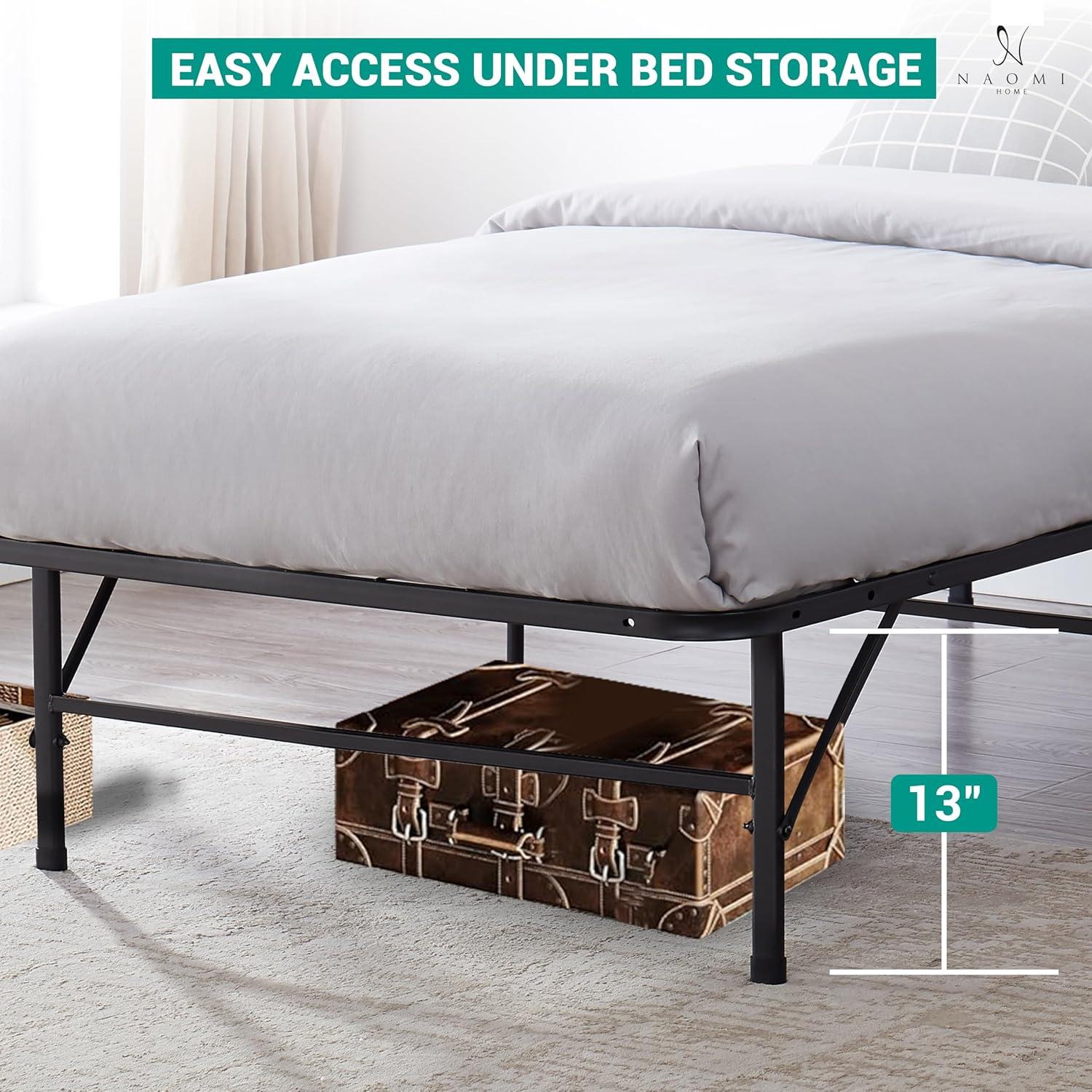 Alwyn Home Muscoy 14" Foldable Steel Bed Frame, No Box Spring Needed, Underbed Storage , Easy Assembly