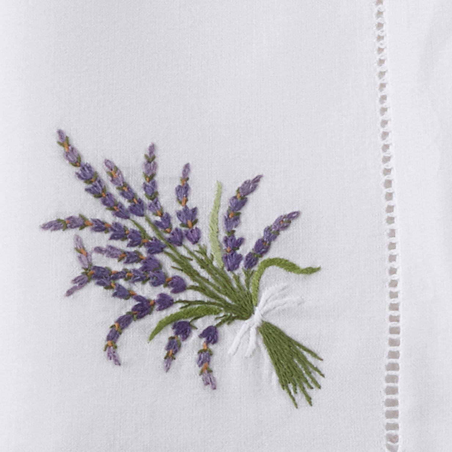 Saro Lifestyle Embr'd Lavender Hemstitch Napkin, 20" Square, White (Set of 6)