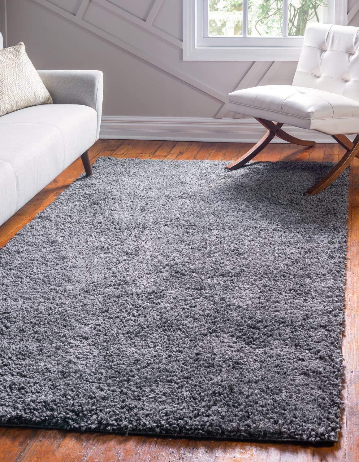 Gray Rectangular Shag Indoor Area Rug