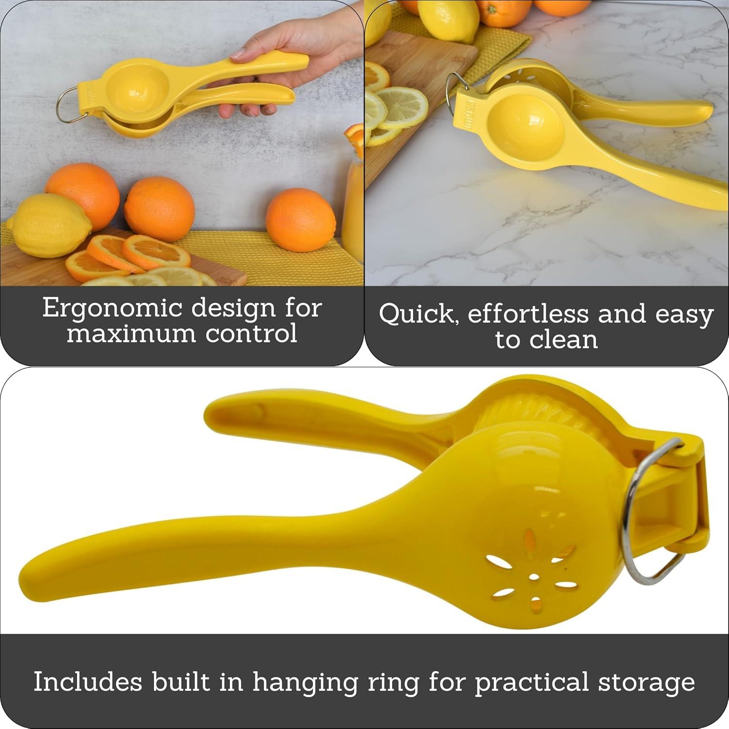 Yellow Cast Aluminum Ergonomic Lemon Squeezer