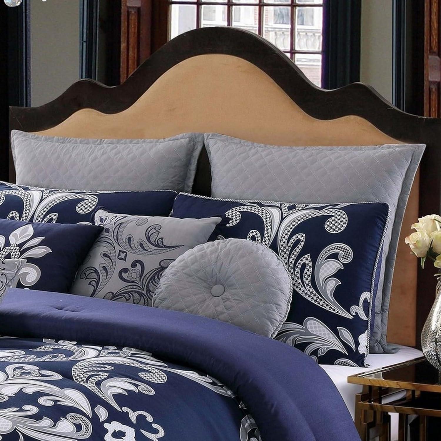 Cottage Classics Dolce Navy & Silver Scroll 10-Piece Comforter Set by Style 212