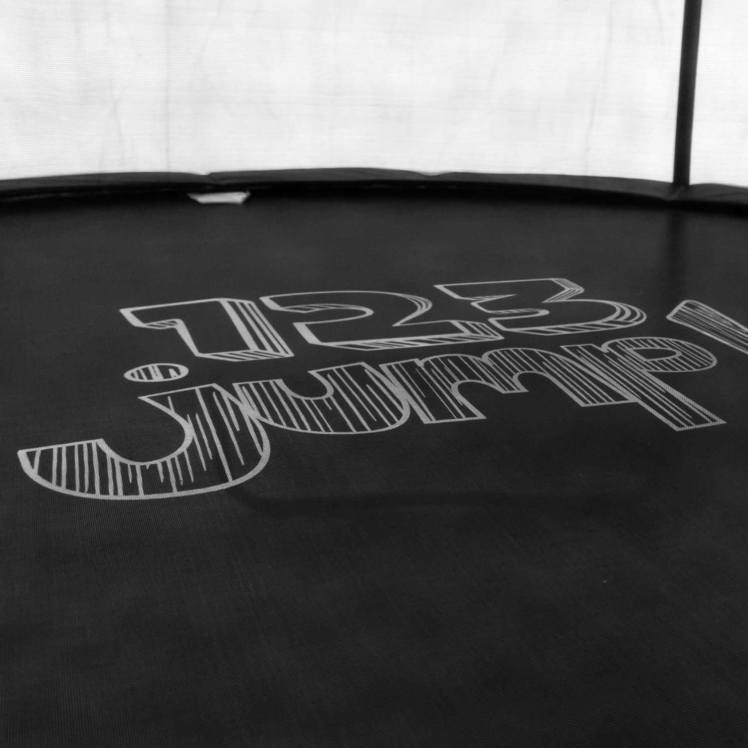 123 JUMP 10FT 12 FT 14FT Round Outdoor Trampoline with Safety Enclosure Net, Ladder, ASTM Tested, Anti-Rust Trampoline for Kids