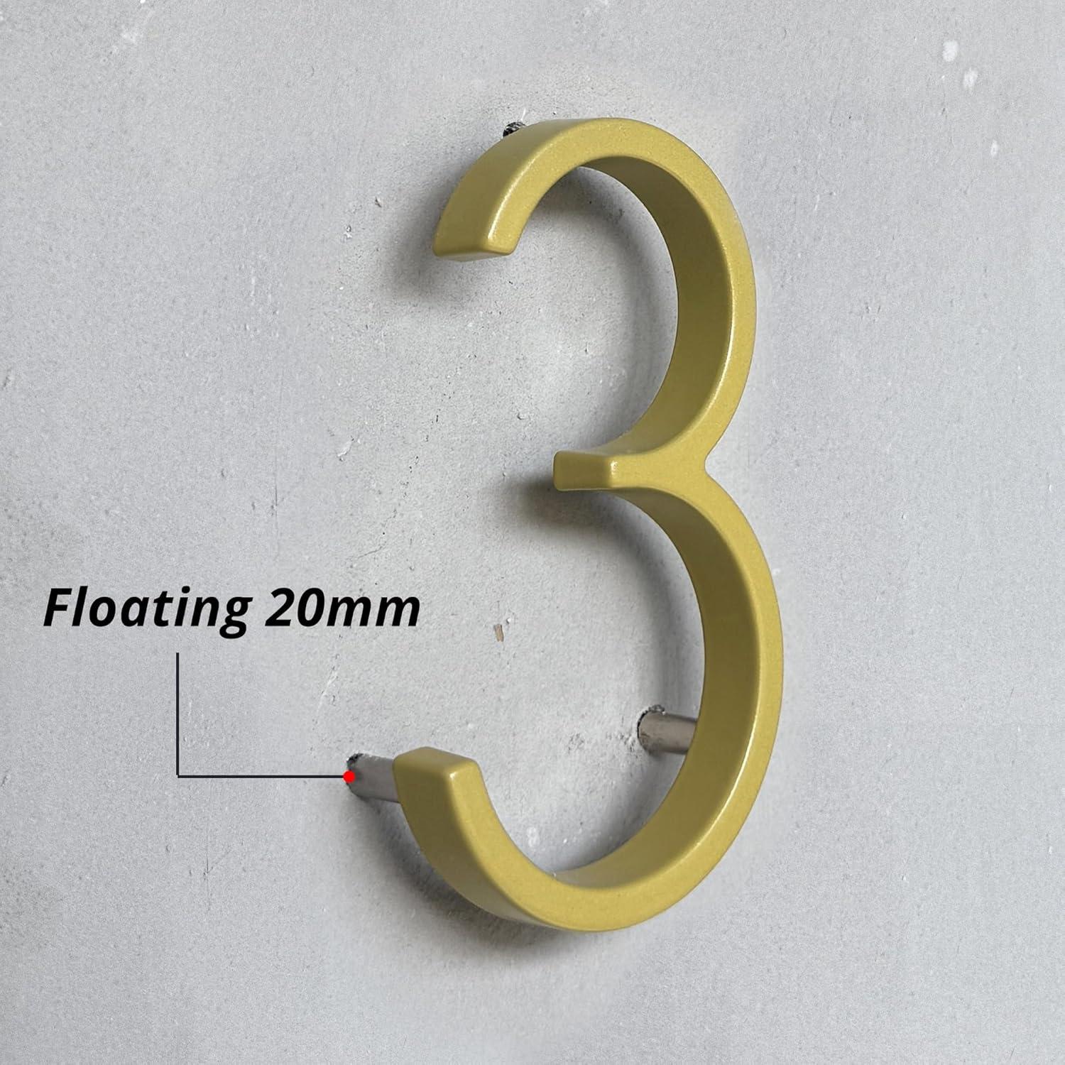 HASWARE House Number 3 inch (7.5 cm) Self Adhesive Letters Apartment Door Numbers Street Address Plaque Home Stylish Decor, Acrylic(7, Golden)
