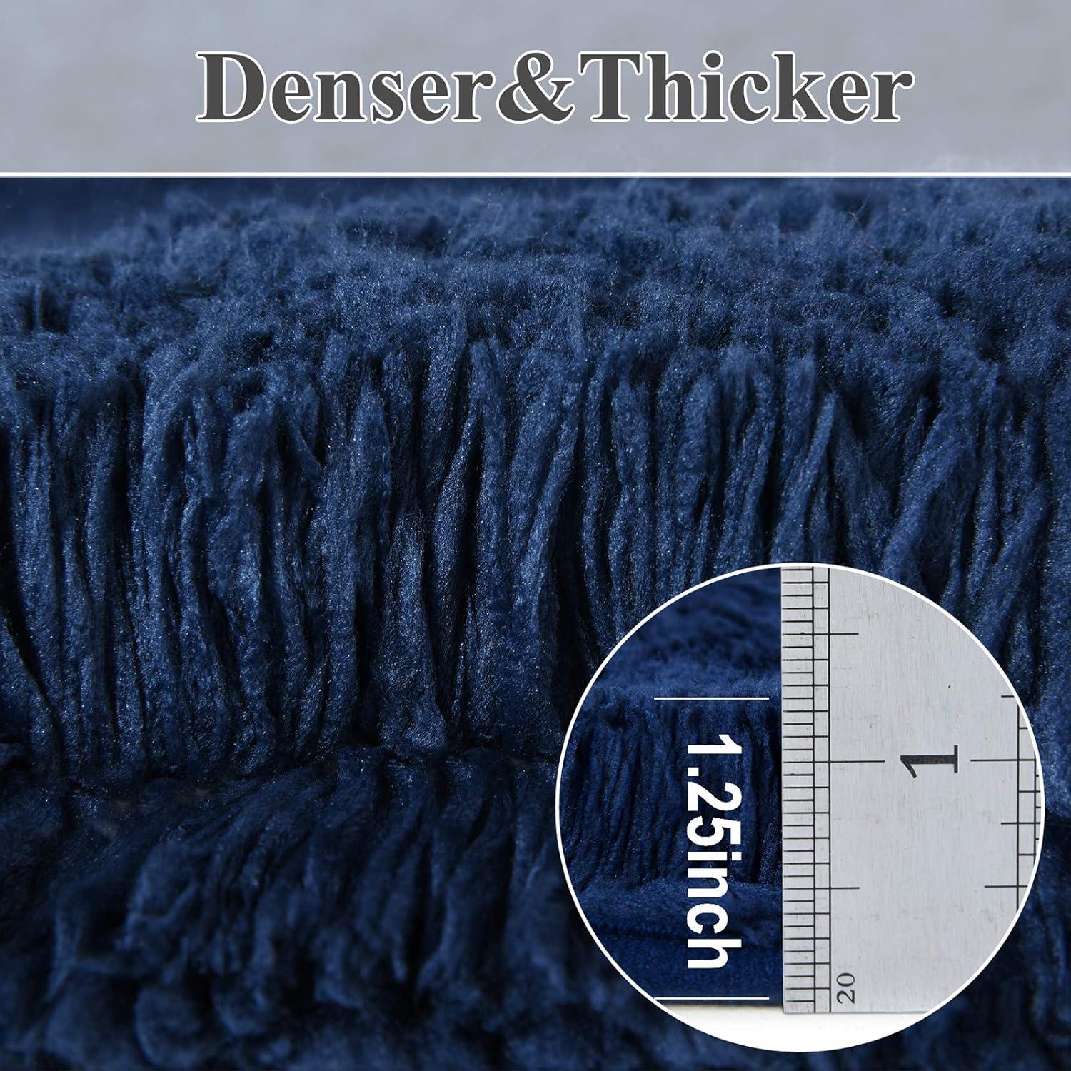 COSY HOMEER Bath Rugs for Bathroom Extra Thick- Anti-Slip Bath Mats Soft Plush Yarn Shaggy 100% Strong Mirco Polyeste Mat Living Room Bedroom Mat Floor Water Absorbent(Navy,20x32 - Inches)