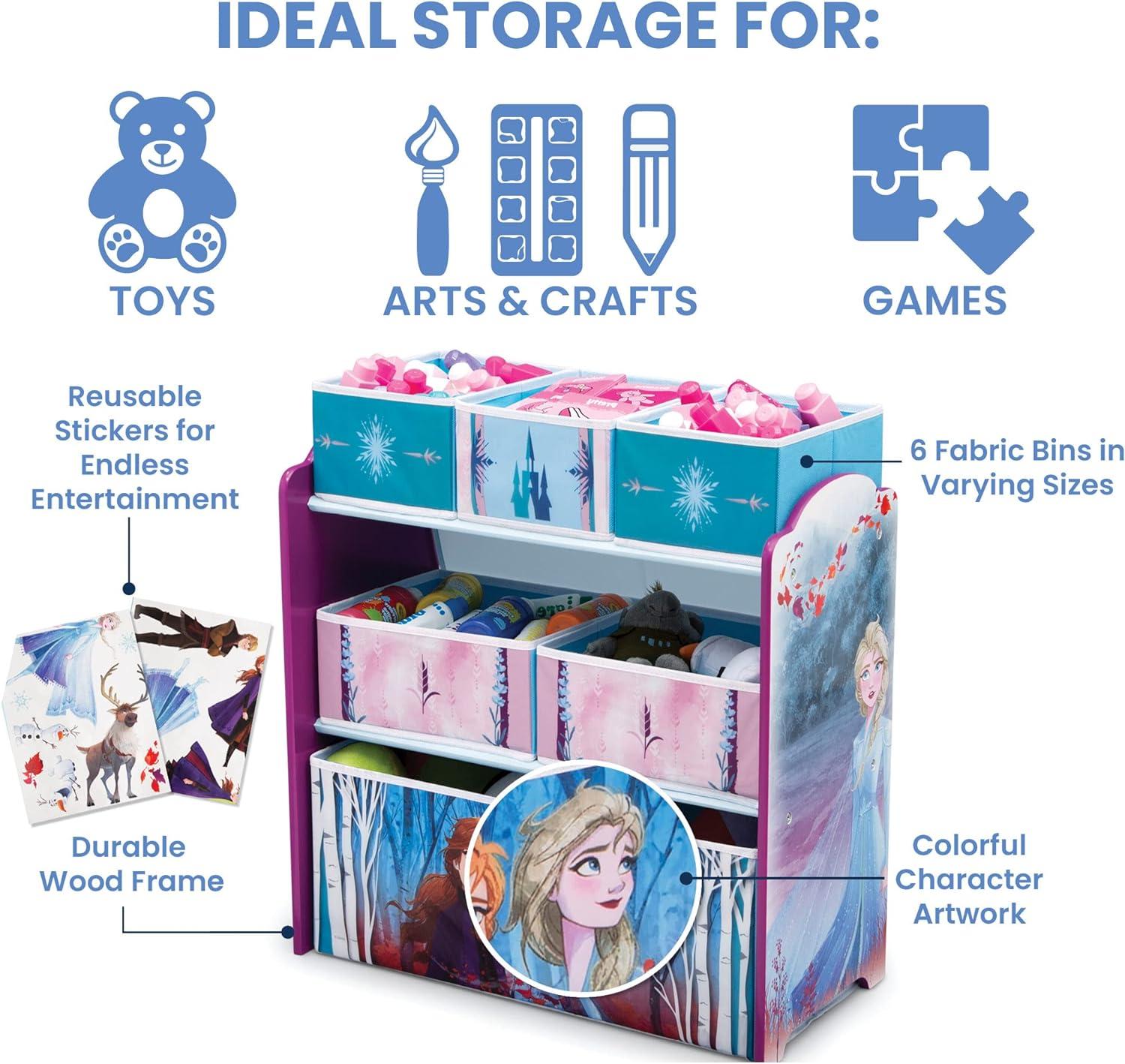 Disney Frozen 2 Design and Store 6 Bin Kids' Toy Organizer - Delta Children