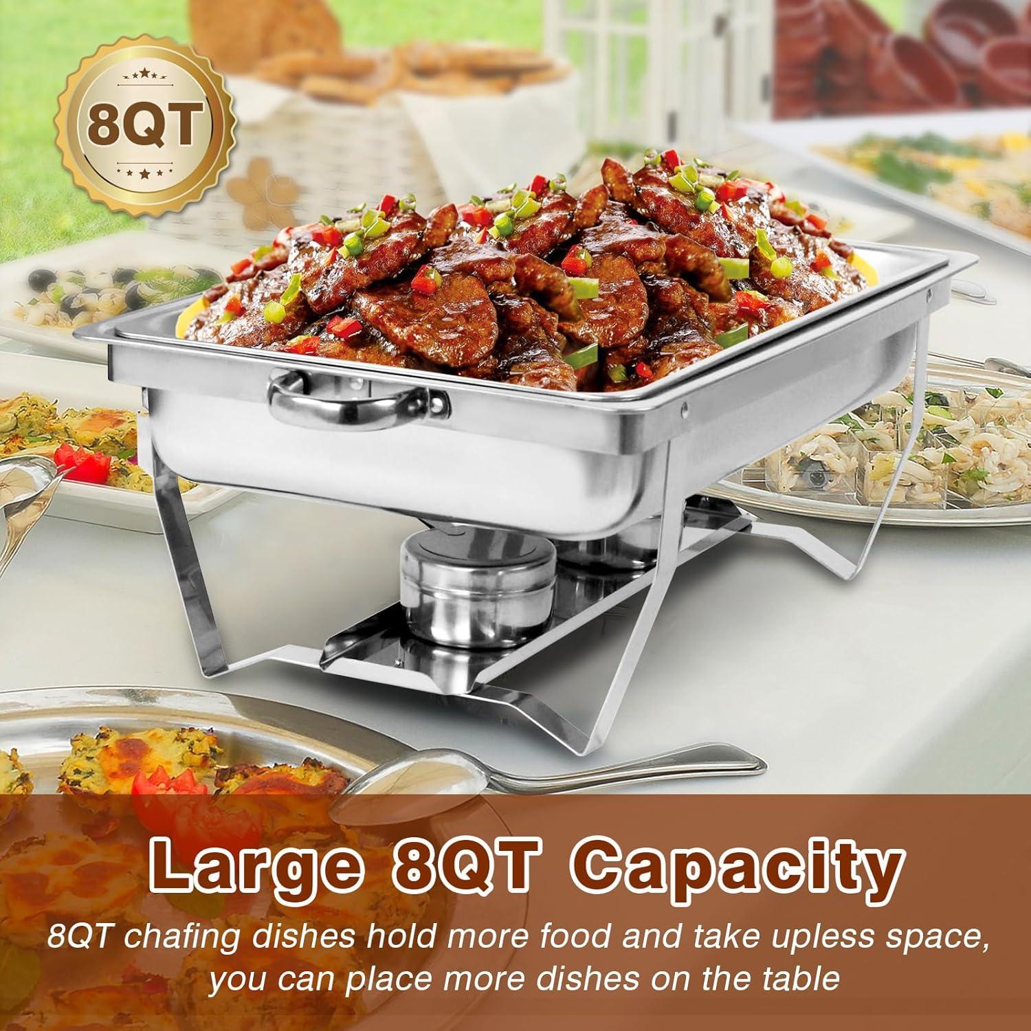 The Party Aisle™ Chafing Dishes For Buffet 4 Pack, 8 Qt Stainless Steel Chafers And Buffet Warmers Sets With Lid, Rectangle Serving Food Warmer Catering Supplies Buffet Display For Parties
